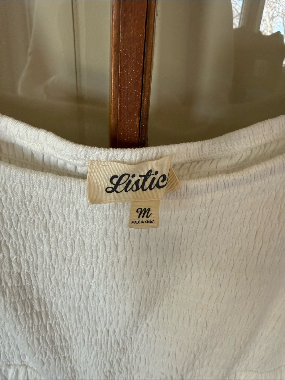 Listicle NWOT White Smocked Square Neck Tiered Maxi Dress Boho Bridal - Medium - Picture 7 of 8